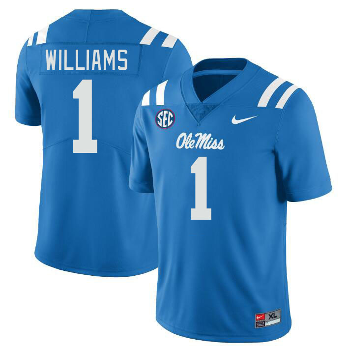 Men #1 Ayden Williams Ole Miss Rebels College Football Jerseyes Stitched Sale-Powder Blue - Click Image to Close